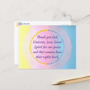 Carte Postale Prière de remerciement pour la paix et les droits 
