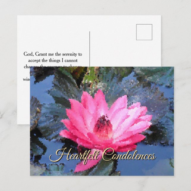 Carte Postale Prière de sérénité florale violet vert bleu rouge (Devant / Derrière)