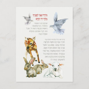 Carte Postale Prière du matin Hebrew Modeh Ani Enfants juifs
