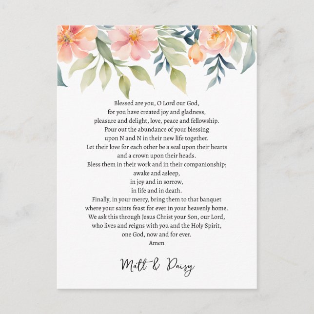Carte Postale Prière le jour de votre mariage (Devant)