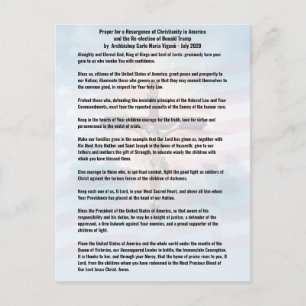 Carte Postale Prière pour le président Trump et les États-Unis -