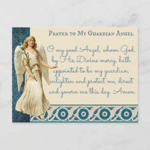Carte Postale Prière religieuse Vintage Guardian Angel