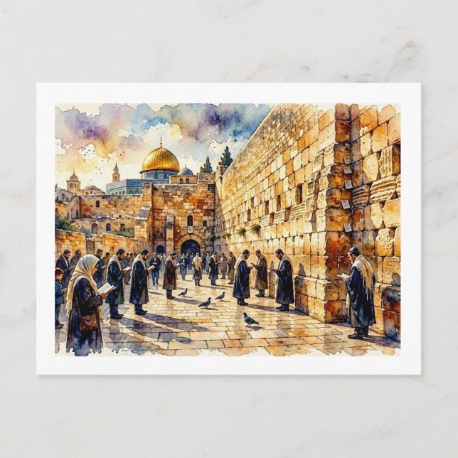 Carte Postale Prières au Mur Occidental,  (Devant)