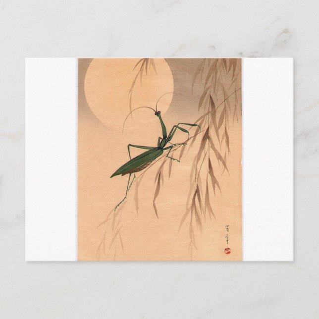 Carte Postale Priez Mantis et la Lune Art japonais c. Années 180 (Devant)