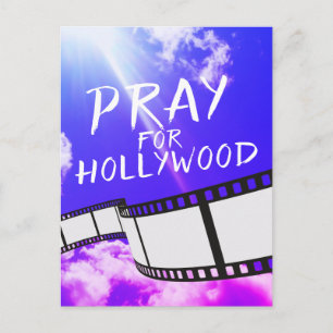 Carte Postale Priez pour Hollywood en violet céleste