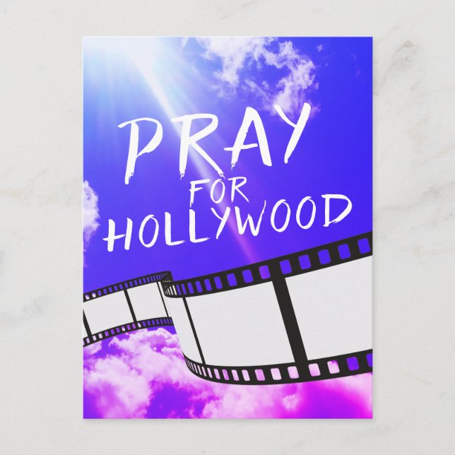 Carte Postale Priez pour Hollywood en violet céleste (Devant)