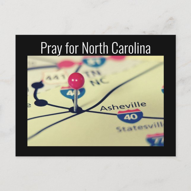 Carte Postale Priez pour la catastrophe d'Asheville de N.C. (Devant)