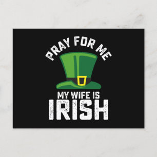 Carte Postale Priez pour moi Ma femme est la Saint Patrick irlan