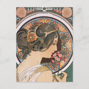 Carte Postale Primrose by Mucha - Vintage Floral Art Nouveau
