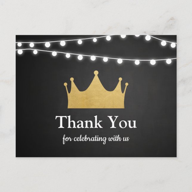 Carte Postale Prince | Baby shower Gold Foil | MERCI (Devant)