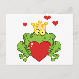 Carte Postale Prince De La Grenouille Tenant Un Coeur Rouge
