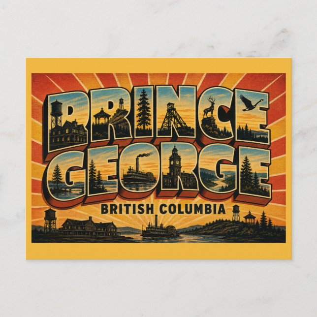 Carte Postale Prince George BC Capitale du Nord (Devant)