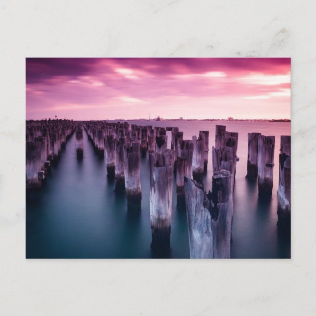 Carte Postale Princes Pier Melbourne Australie Purple Sunset (Devant)