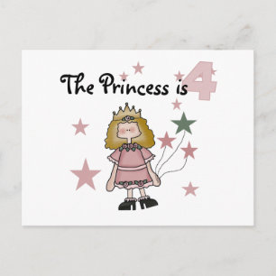 Carte Postale Princess 4th Birthday Tshirts et cadeaux