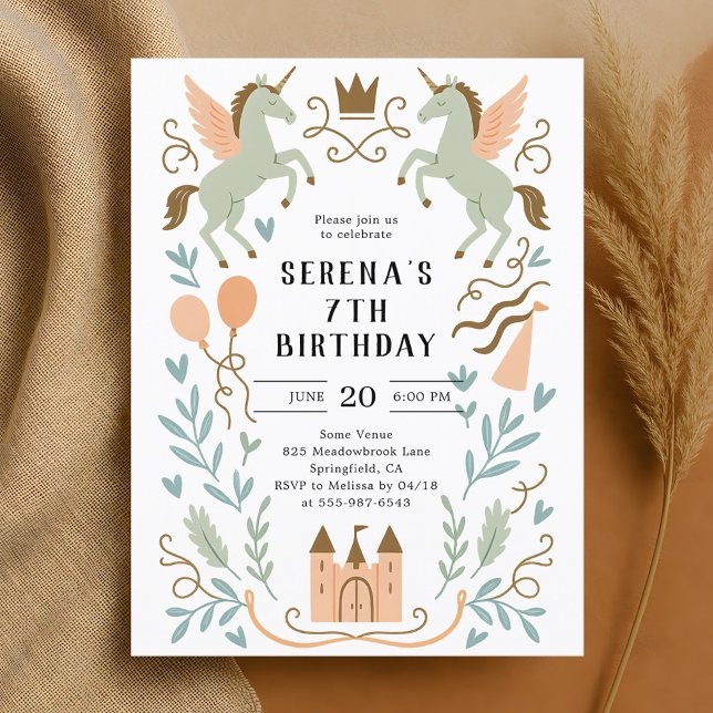 Carte Postale Princess Castle Unicorn Anniversaire (Créateur téléchargé)