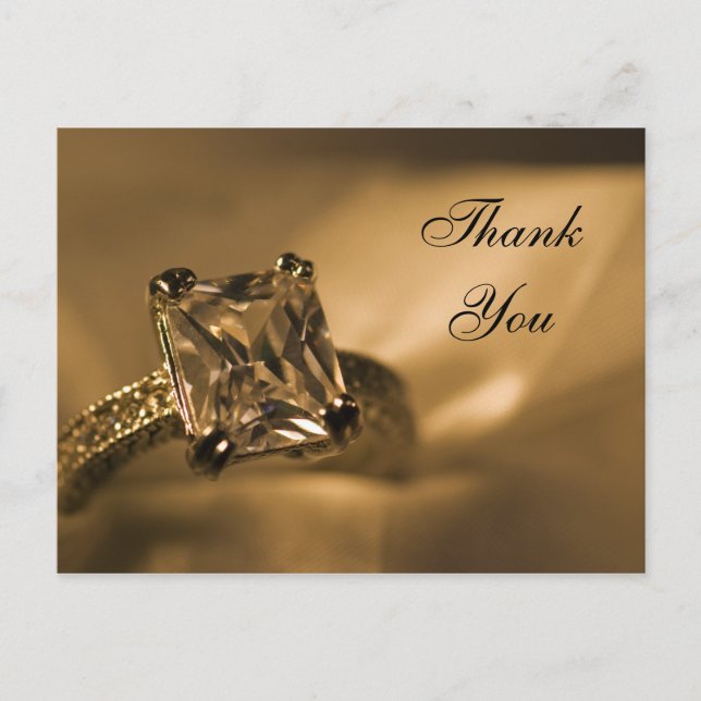 Carte Postale Princess Cut Diamond Ring Mariage Merci Note (Devant)