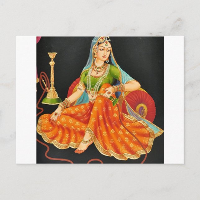 CARTE POSTALE PRINCESS PEINTURE INDIENNE EXOTIQUE (Devant)