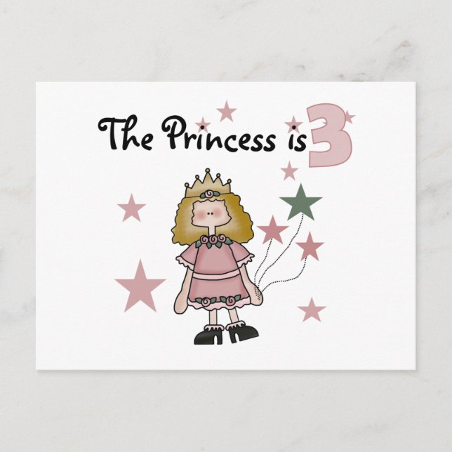 Carte Postale Princesse 3e Anniversaire Tshirts et cadeaux (Devant)