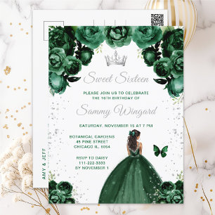 Carte Postale Princesse à la peau foncée et vert foncé Sweet Six