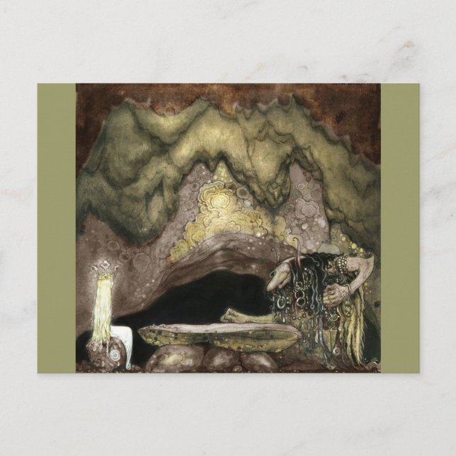 Carte Postale Princesse à Table avec un Troll (Devant)