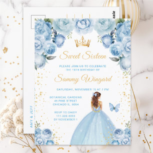 Carte Postale Princesse aux Cheveux Brun Clair Sweet Sixteen