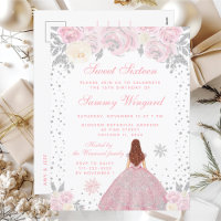 Princesse aux cheveux bruns en hiver Rose Douze an