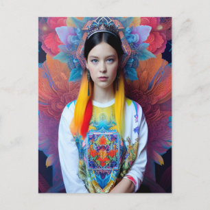 Carte Postale Princesse avec pull blanc