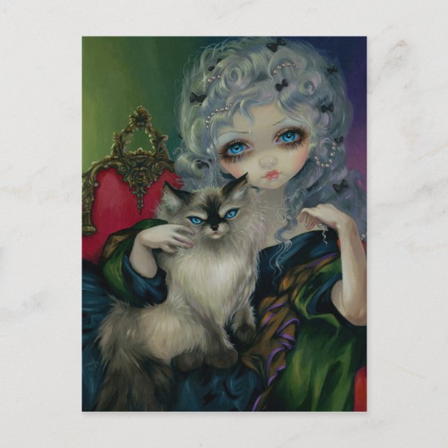 Carte postale "Princesse avec un chat Ragdoll" (Devant)