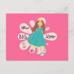 Carte Postale Princesse Big Soeur Cheveux Brown