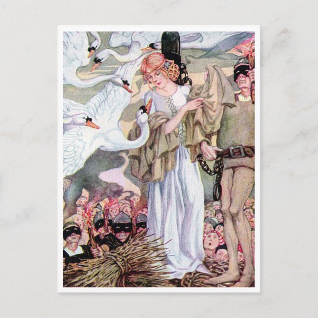 Carte Postale Princesse Cygne Anne Anderson Vintage (Devant)