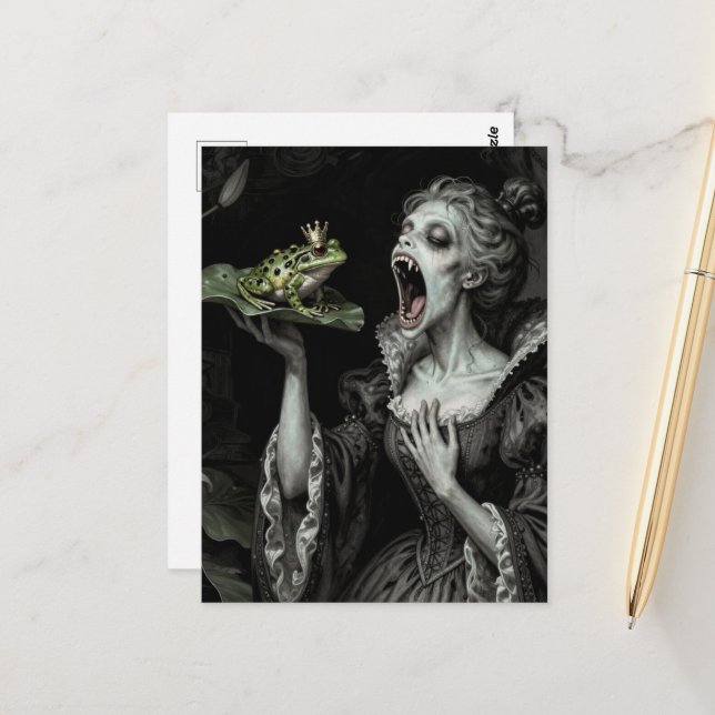 Carte Postale Princesse de Dark Fantasy a mangé le crapaud  (Devant/Arrière en situation)