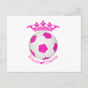 Carte Postale Princesse de football, balle de football rose