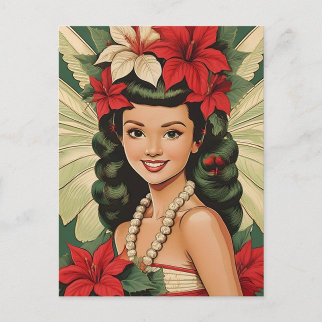 Carte Postale Princesse de Noël Tropical Rétro 50s (Devant)