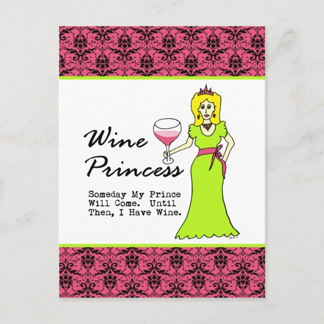 Carte Postale Princesse des Vins "Un Jour Mon Prince Viendra..." (Devant)