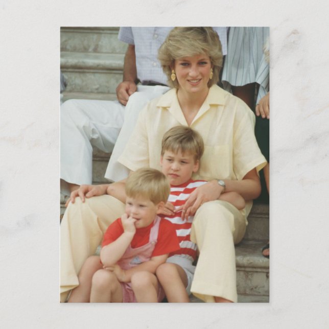 Carte Postale Princesse Diana avec William & Harry 1987 (Devant)