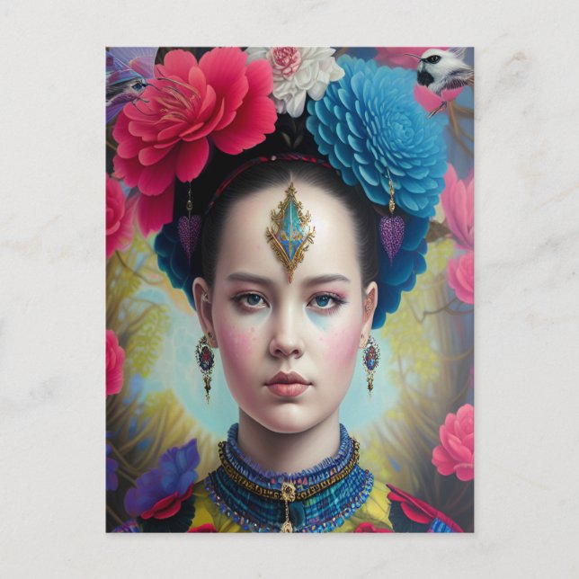 Carte Postale Princesse élégante avec tenue tartan (Devant)