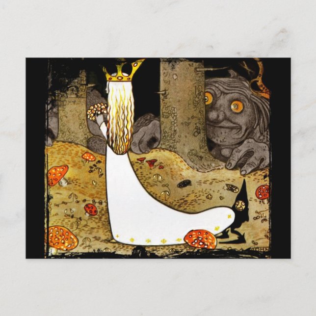 Carte Postale Princesse en blanc avec fleurs (Devant)