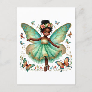 Carte Postale Princesse fée avec papillons