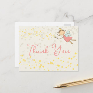 Carte Postale Princesse Fée Rose Étoiles Anniversaire Fille Fant