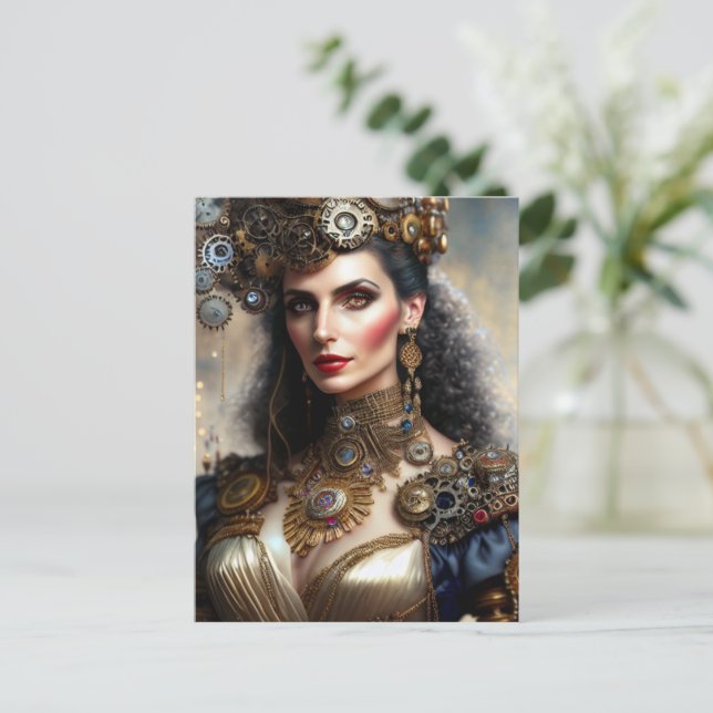 Carte Postale princesse guerrière Steampunk (Debout devant)