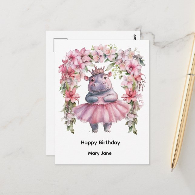 Carte Postale Princesse Hippopotame  (Devant/Arrière en situation)
