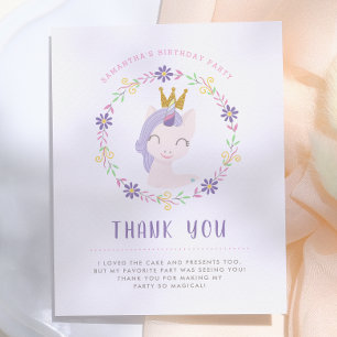 Carte Postale Princesse Licorne Magique Merci pour ton Anniver