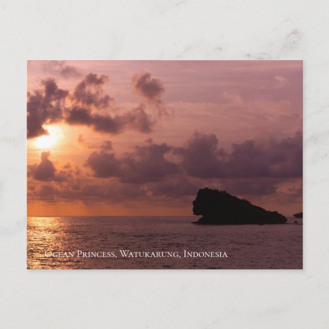 Carte Postale Princesse Océan Roches Coucher de Soleil Ciel Crép (Devant)