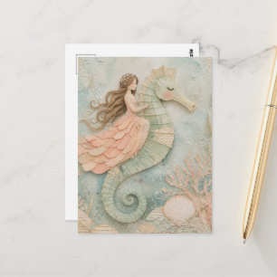Carte Postale Princesse surréaliste et collage de fantaisie hipp