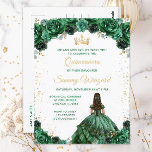 Carte Postale Princesse Vert foncé Floral Quinceañera