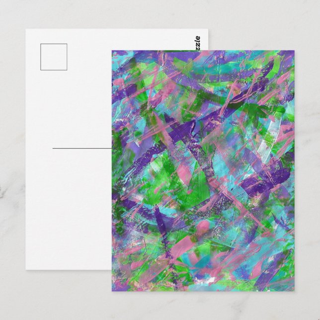 Carte Postale Printemps : Abstrait coloré (Devant / Derrière)