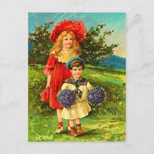 Carte postale Printemps Enfants vintages