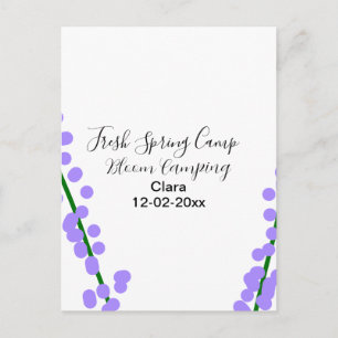 Carte Postale Printemps frais camping fleurs de lavande nom date