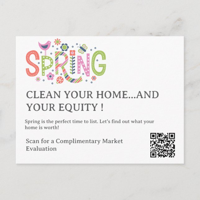 Carte Postale Printemps Nettoyer & Vendre Immobilier Immobilier (Devant)