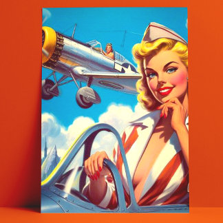 Carte Postale Prise d'air de l'avion rétro